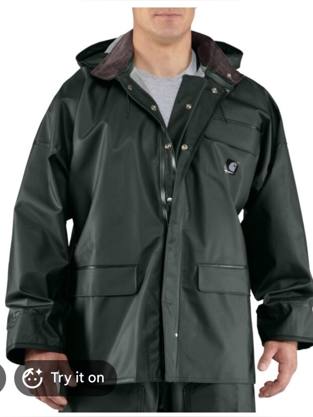 Carhartt Olive Green Waterproof Hooded Raincoat